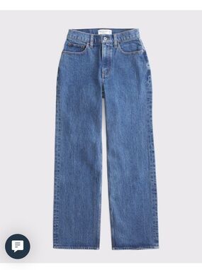 Abercrombie & Fitch Classic Blue Straight Jeans Curve Love High Rise Loose Jean